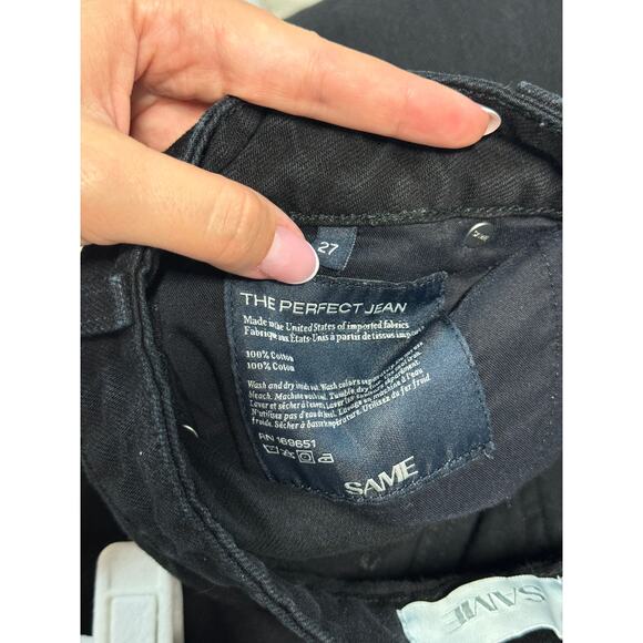 SAME The Perfect Cotton Mid Rise Straight Leg Denim Jeans Black Women's Size 27 - Picture 5 of 5